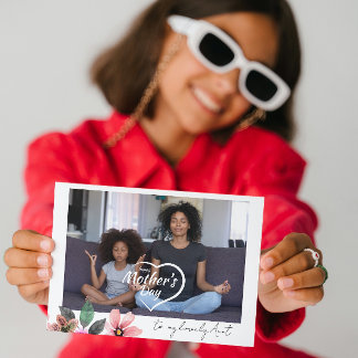 Custom Photo text Floral Happy Mothers Day Aunt Holiday Card