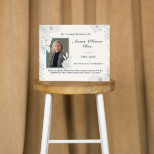 Custom Photo Text Floral Line Art Memorial Funeral Guest Book