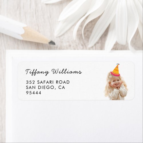 Custom Photo Text for Birthday Party Label