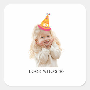 Custom Photo Text for Birthday Party Square Sticker
