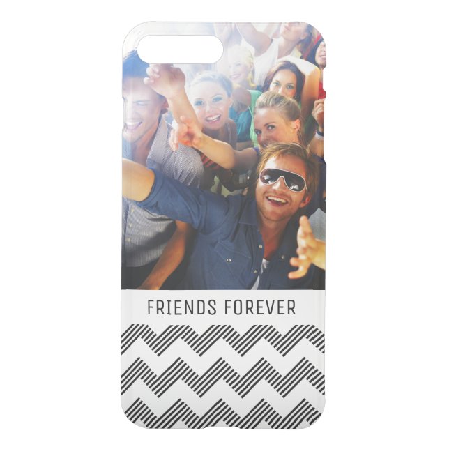 Custom Photo & Text Geometric zigzag pattern Uncommon iPhone Case (Back)