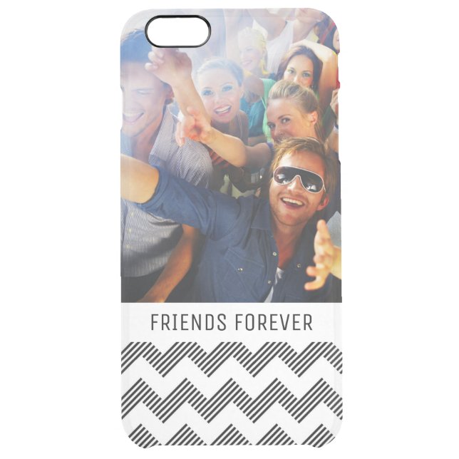 Custom Photo & Text Geometric zigzag pattern Uncommon iPhone Case (Back)