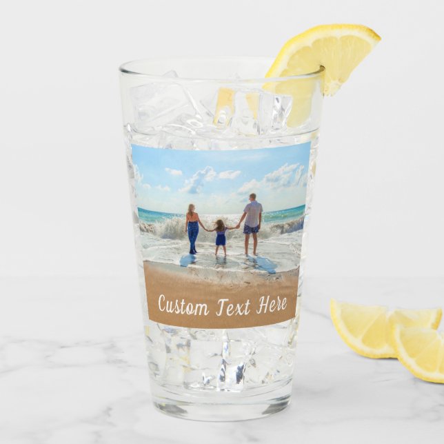 Custom Photo Text Glass Unique Your Own Design (Back Ice)