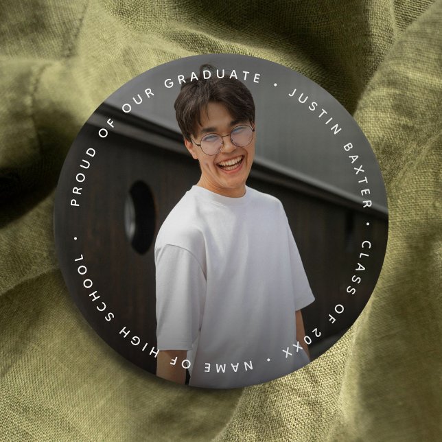 Custom Photo & Text Graduate  Button (Creator Uploaded)