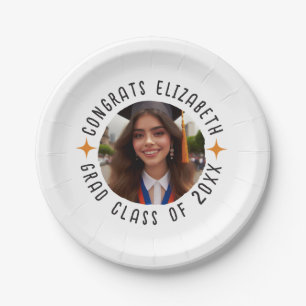 Custom Photo Text Graduation Congrats Grad Paper Plates