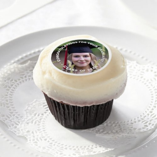Custom Photo Text Graduation Simple Unisex Modern Edible Frosting Rounds