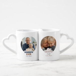 Custom Photo Text Grandma Grandpa Coffee Mug Set