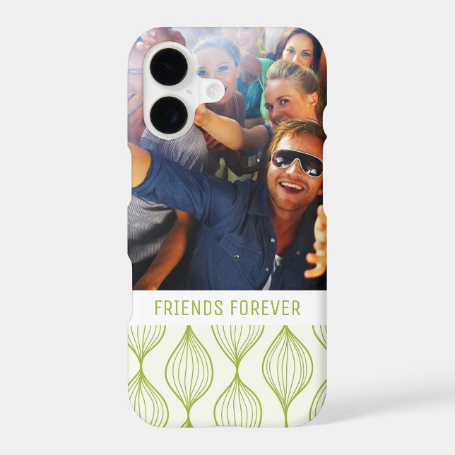 Custom Photo & Text Green Ogee Pattern Iphone Case (Back)