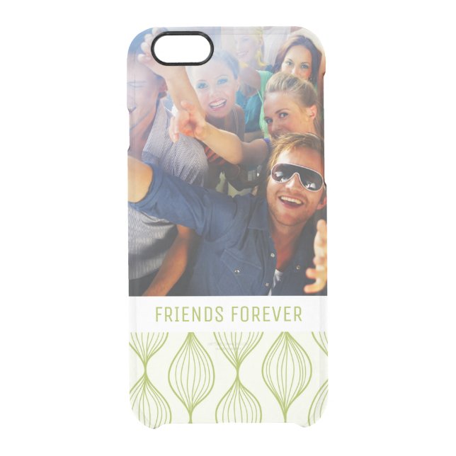 Custom Photo & Text Green Ogee Pattern Uncommon iPhone Case (Back)