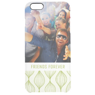 Custom Photo & Text Green Ogee Pattern Clear iPhone 6 Plus Case