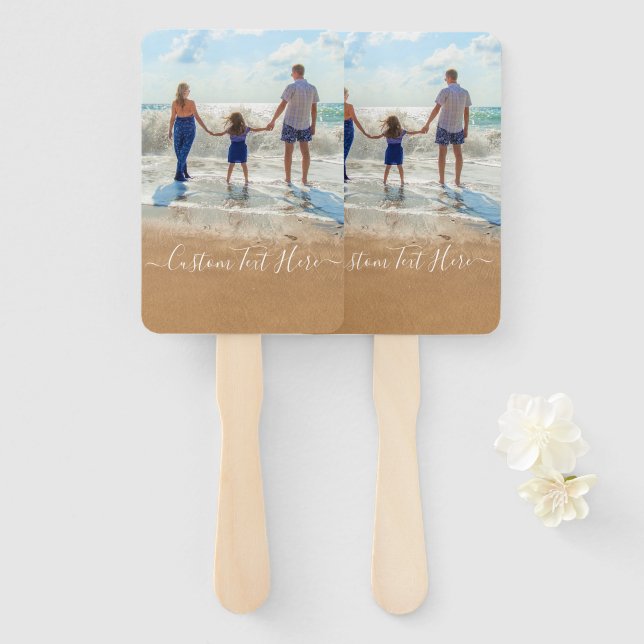 Custom Photo Text Hand Fan Your Family Photos (Front and Back)