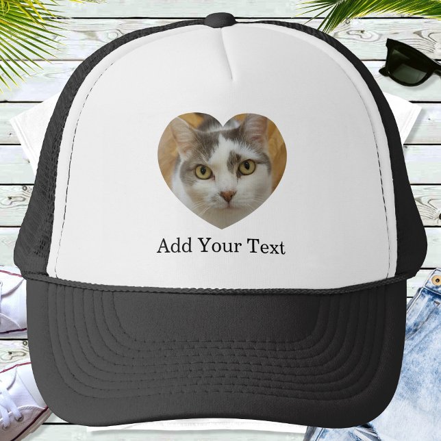 Custom Photo Text Heart Template Personalized Trucker Hat (Creator Uploaded)