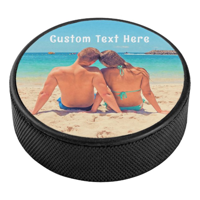 Custom Photo Text Hockey Puck Your Favorite Photos (3/4)