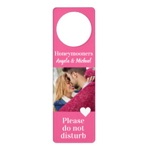 Custom photo & text Honeymoon door hanger