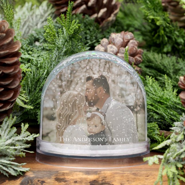 Custom Photo & Text Keepsake Snow Globe (Winter)