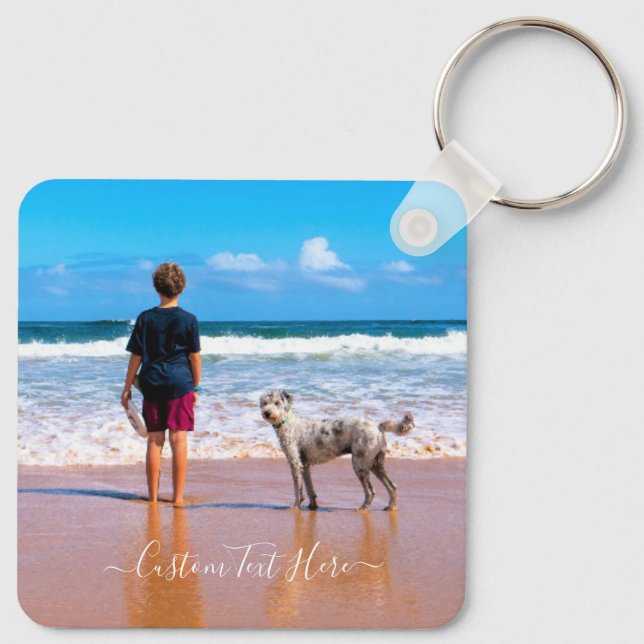 Custom Photo Text Keychain Your Design My Best Pet (Back)