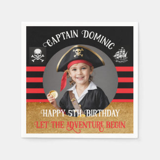 Custom photo & text kids Pirate Birthday Party Napkins