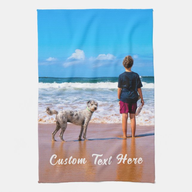 Custom Photo Text Kitchen Towel Your Photos Gift (Vertical)
