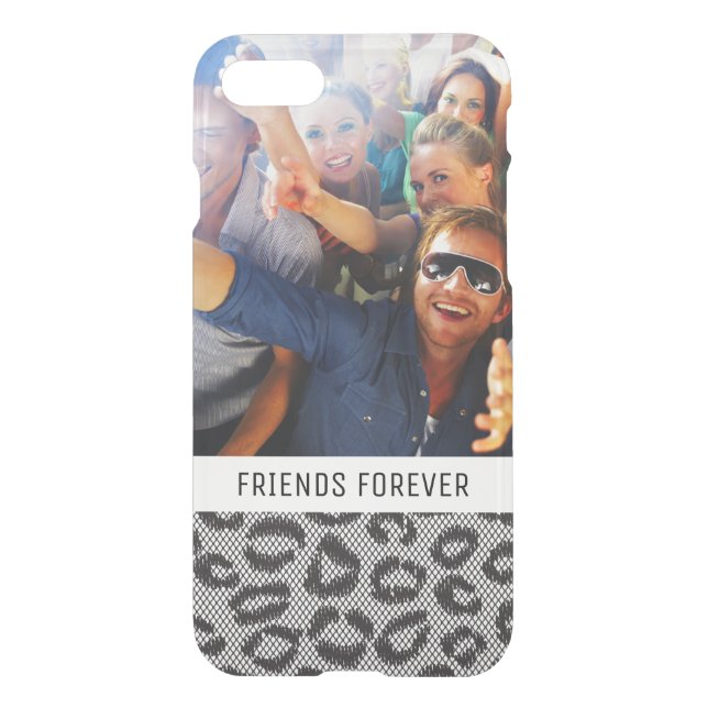 Custom Photo & Text lace with leopard pattern Uncommon iPhone Case (Back)