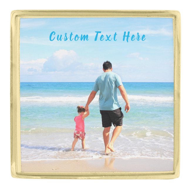 Custom Photo Text Lapel Pin Your Family Photos DAD (Front)
