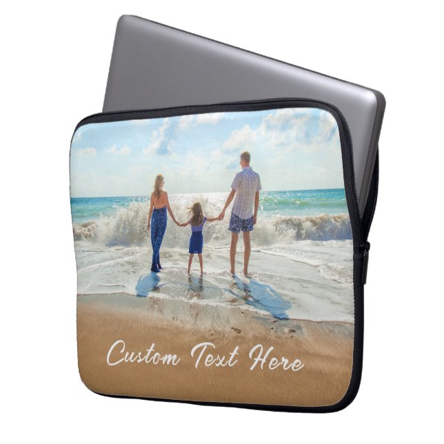 Custom Photo Text Laptop Sleeve Your Family Photos (Front Left)