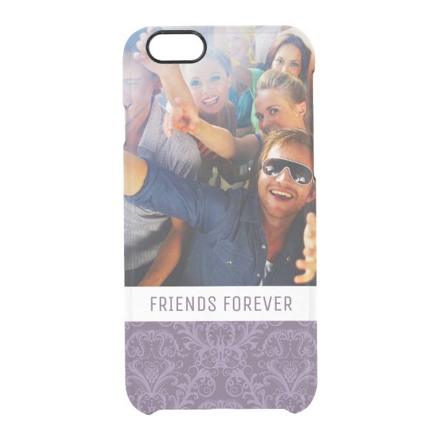Custom Photo & Text Luxury Purple Wallpaper Uncommon iPhone Case (Back)