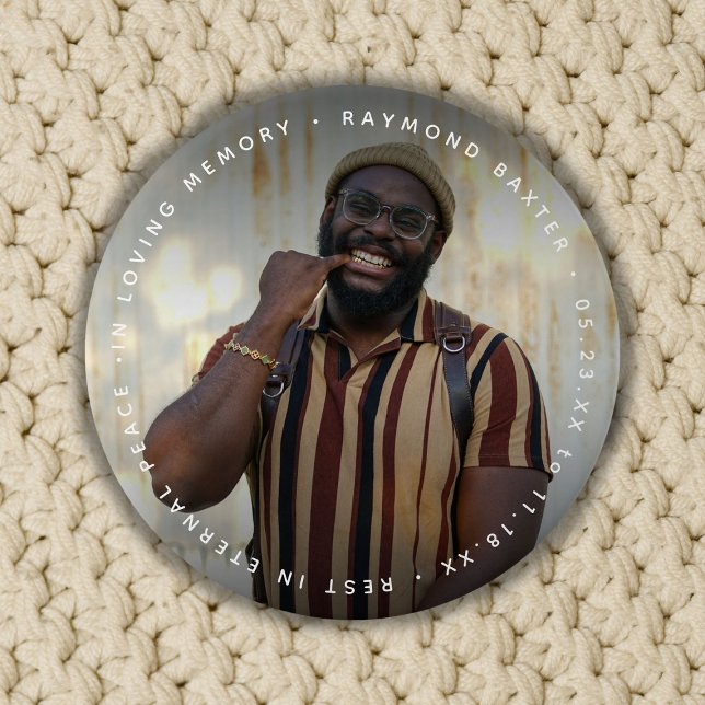 Custom Photo & Text Memorial Button (Creator Uploaded)