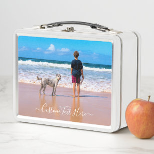 Custom Photo Text Metal Lunch Box with Your Pets