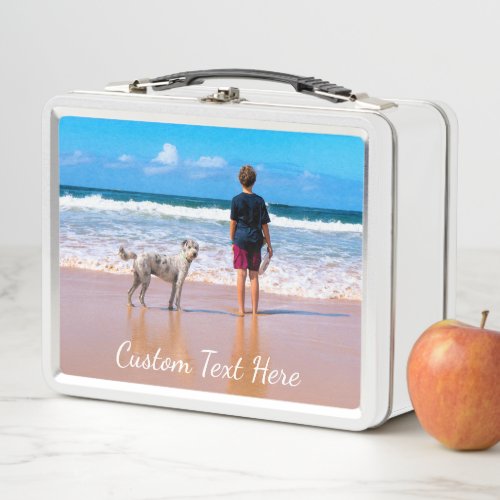Custom Photo Text Metal Lunch Box with Your Photos