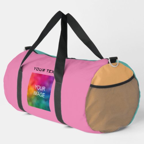 Custom Photo Text Modern Colorful Template Large Duffle Bag