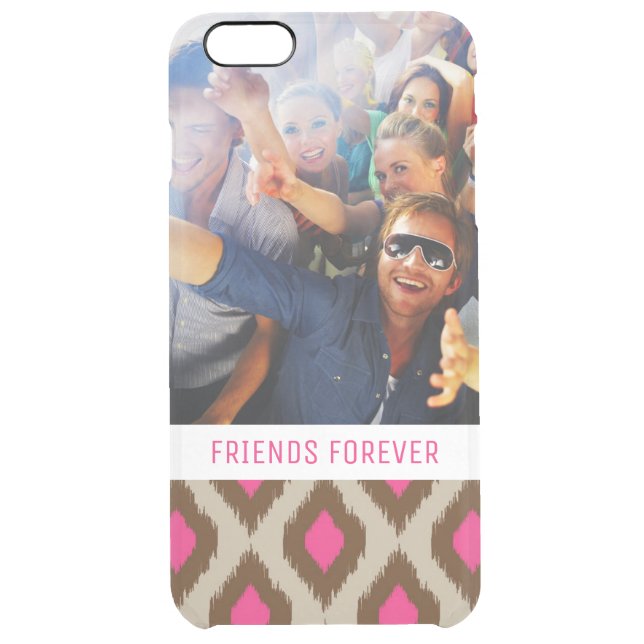 Custom Photo & Text Modern ikat pattern Uncommon iPhone Case (Back)