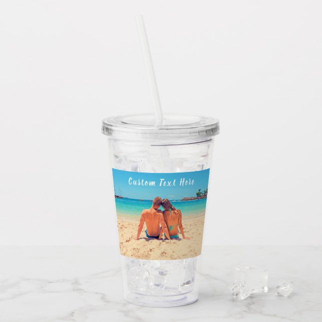 Custom Photo Text Name Acrylic Tumbler Your Photos (Front Ice)