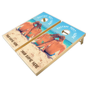 Custom Photo Text Name Cornhole Set Your Photos