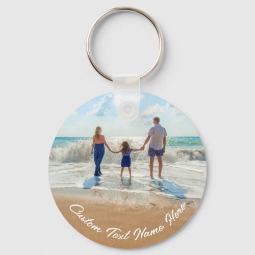 Custom Photo Text Name Keychain Your Family Photos