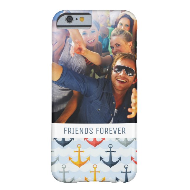 Custom Photo & Text Nautical Pattern with Anchors Case-Mate iPhone Case (Back)