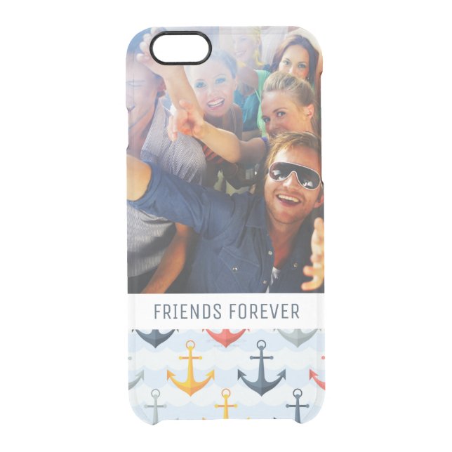 Custom Photo & Text Nautical Pattern with Anchors Uncommon iPhone Case (Back)