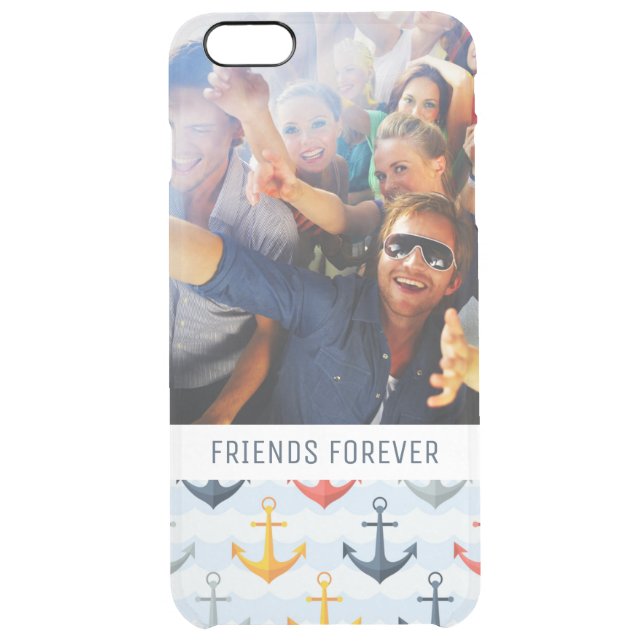 Custom Photo & Text Nautical Pattern with Anchors Uncommon iPhone Case (Back)