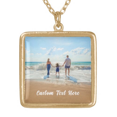 Custom Photo Text Necklace Your Family Photos Gift