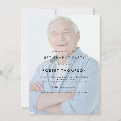 Custom Photo Text Overlay Retirement Party Invitation