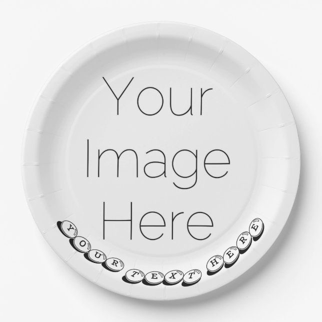 Custom Photo & Text Party Wedding, birthday, paper Plates (Front)