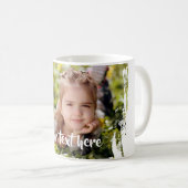 Custom Photo Text Pink White Paint Streaks Borders Coffee Mug (Front Right)
