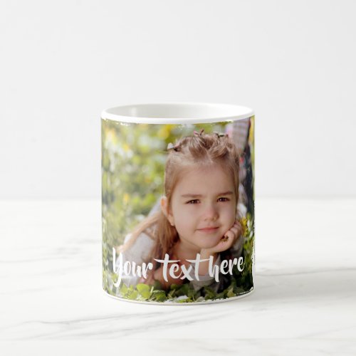 Custom Photo Text Pink White Paint Streaks Borders Coffee Mug