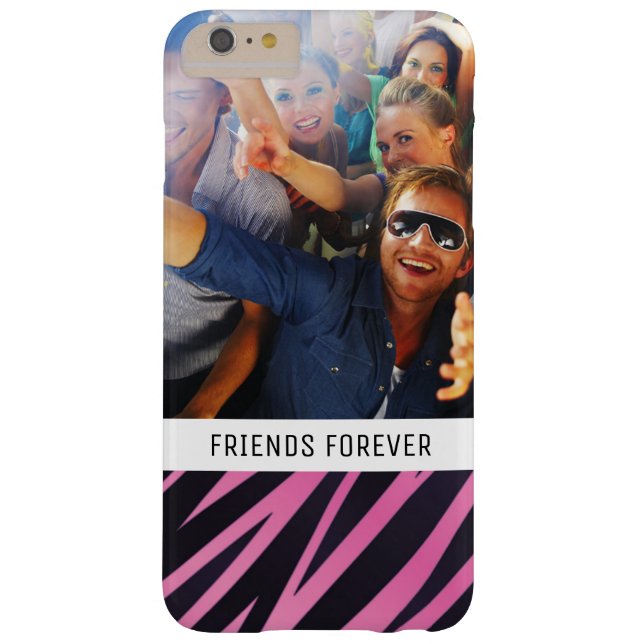 Custom Photo & Text Pink Zebra Stripe Background Case-Mate iPhone Case (Back)