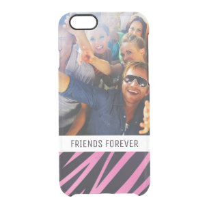 Custom Photo & Text Pink Zebra Stripe Background Clear iPhone 6/6S Case