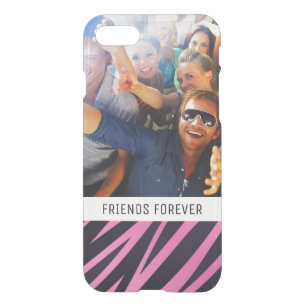 Custom Photo & Text Pink Zebra Stripe Background iPhone SE/8/7 Case