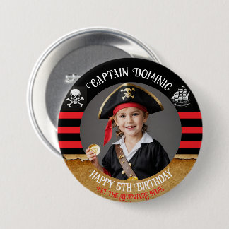 Custom photo & text Pirate Birthday Party Button