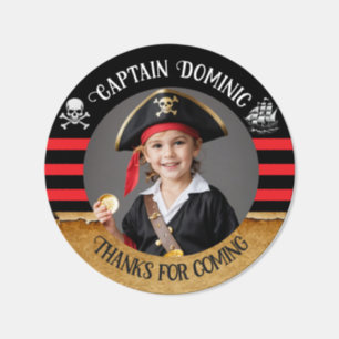 Custom photo & text Pirate Birthday Party Classic Round Sticker