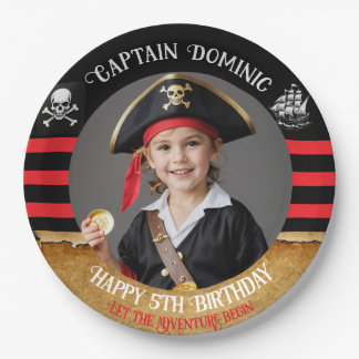 Custom photo & text Pirate Birthday Party Paper Plates