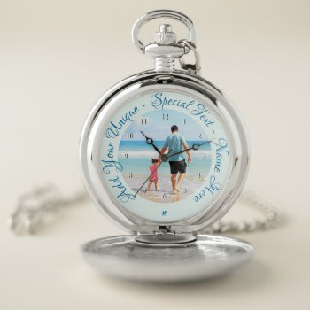 Custom Photo Text Pocket Watch Gift Your Photos by Migned at Zazzle