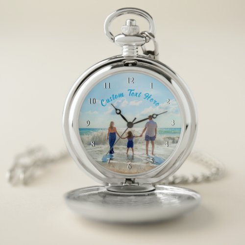 Custom Photo Text  Pocket Watch Your Photos Gift